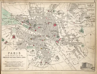 Paris au début de la Révolution française en 1789 (lithographie en couleur)