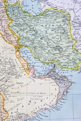 Carte partielle du Moyen-Orient montrant la mer Rouge, le golfe Persique et la Corne de l