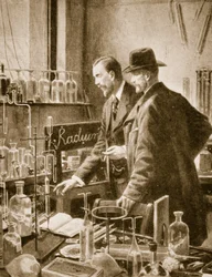 Pierre Curie discutant avec Sir William Ramsay