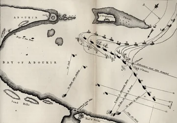Plan de la bataille du Nil, tiré de La Vie de Nelson par Robert Southey (1774-1843) publié pour la première fois en 1813