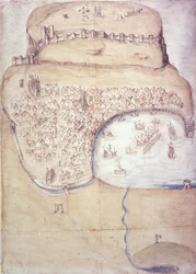 Plan de Scarborough et de ses défenses, vers 1540
