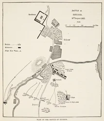 Plan de la bataille de Bithoor, 16 août 1857, de Cassells Illustrated History of England