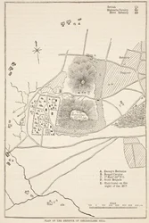 Plan de la défense de Seetabuldee Hill, illustration de Cassells Illustrated History of India par James Grant, pub. 1879