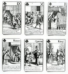 Cartes à jouer représentant les événements de l