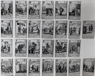 Cartes à jouer représentant des épisodes de la Glorieuse Révolution de 1688-89, vers 1689