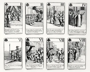 Cartes à jouer représentant des événements de l