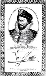 Portrait et signature de Sir Christopher Hatton (1540-91)