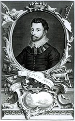 Portrait de Sir Francis Drake (c.1540-96) gravé par Jacobus Houbraken (1698-1780) (gravure)
