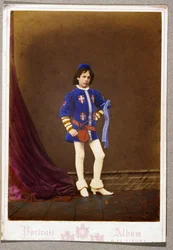 Carte postale avec garçon en costume médiéval