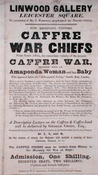Affiche publicitaire pour une conférence sur les chefs de guerre Caffre à la Linwood Gallery