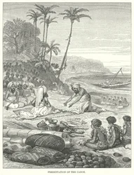 Présentation du canoë (gravure)
