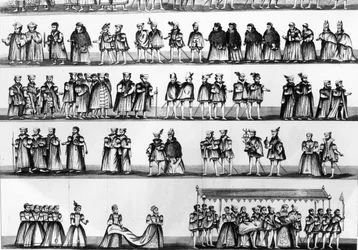 Procession au baptême du prince Arthur, fils de Henri VII, gravé en 1782