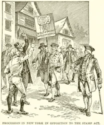 Procession à New York contre le Stamp Act