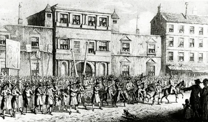 Procession de 1741 à Londres se moquant des francs-maçons, 1843