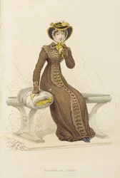 Robe de promenade, planche de mode de Ackermanns Repository of Arts