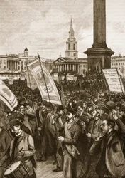 Réunion publique à Trafalgar Square en commémoration du Bloody Sunday, 1892, illustration de Cassells Illustrated History of England