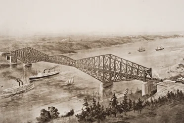 Pont de Québec sur le fleuve Saint-Laurent, Canada, illustration de 