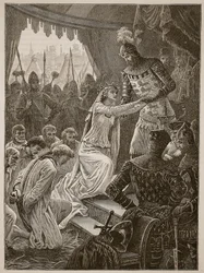 La reine Philippa intercédant pour les bourgeois de Calais, illustration de Cassells Illustrated History of England