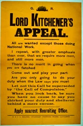 Affiche de recrutement - Appel de Lord Kitchener, 1914-18