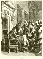 Richard Cromwell signant son abdication