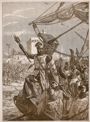 Richard débarquant à Jaffa, illustration de Cassells Illustrated History of England