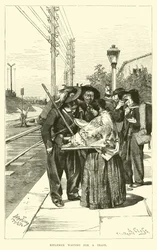 Fusiliers attendant un train
