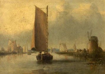 Scène fluviale avec navires