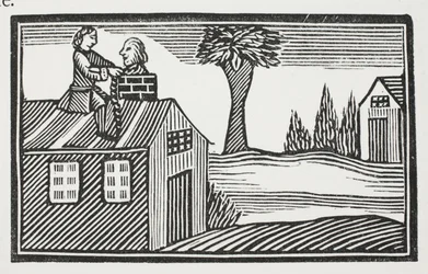 Voler le bacon de la maison, illustration de Chap-books du XVIIIe siècle par John Ashton, pub. 1882