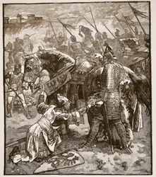 Robert demandant pardon à son père, illustration de Cassells Illustrated History of England