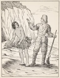Robinson Crusoé et Vendredi, illustration de L