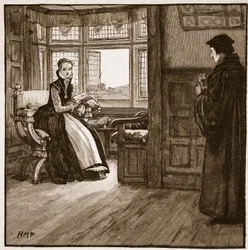 Visite de Roger Ascham à Lady Jane Grey, illustration de Cassells Illustrated History of England
