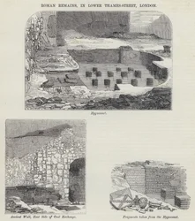 Vestiges romains, Lower Thames-Street, Londres (gravure)