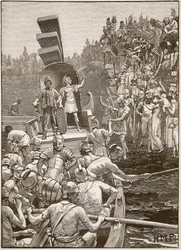 Les soldats romains quittant la Bretagne, illustration de Cassells Illustrated History of England
