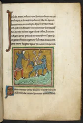 Un chasseur tirant une flèche sur un animal