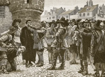 Complot royaliste à Salisbury insultant le shérif (illustration de Cassells Illustrated History of England)