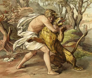 Samson tuant un jeune lion