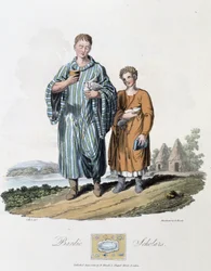 Écolier et son maître - dans « Celtes et Goths, coutumes des habitants des îles britanniques du début du 6e siècle et des nations gothiques de la côte ouest de la Baltique », par S.R. Meyrick et Ch. Smith