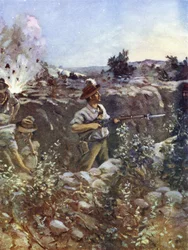 Sous-lieutenant Hugo Throssell tenant une partie d