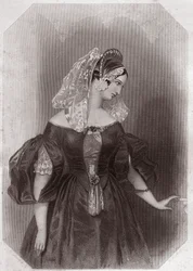 Silvia (Les Deux Gentilshommes de Vérone) dans - « Galerie des femmes de Shakespeare, collection de quarante-cinq portraits sérieux par les premiers artistes de Londres, enrichie de notices critiques et littéraires » vers 1838 - de « Galerie des femmes de 