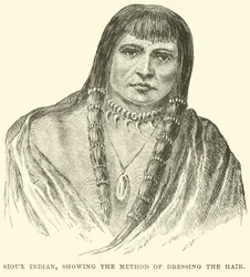 Indien Sioux, montrant la méthode de coiffure