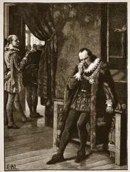 Sir Francis Bacon attendant une audience de Buckingham, illustration de Cassells Illustrated History of England