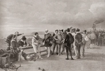 Sir Francis Drake jouant aux boules, avec l