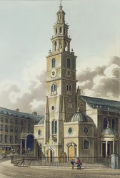 Église St. Clement Danes, pub. par Rudolph Ackermann 1816