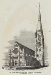 Nouvelle église de Sainte-Walburge, Preston, Lancashire (gravure)