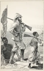 Stanley approchant le lac Tanganyika, illustration de l