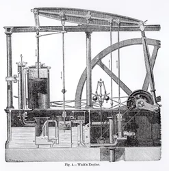 Machine à vapeur conçue par James Watt (1736-1819), par Bonnafoux