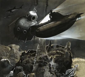 Sous-marin éperonnant une bathysphère