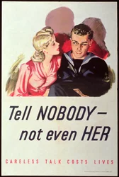 Ne dites à personne - même pas à elle. Les bavardages coûtent des vies, affiche de la Seconde Guerre mondiale