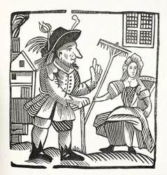 La comparution et la mise en accusation de Sir John Barleycorn, chevalier, illustration tirée de Chap-books of the Eighteenth Century de John Ashton, publié en 1882