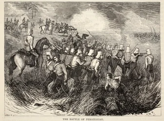 La bataille de Ferozeshah, illustration de Cassells Illustrated History of England